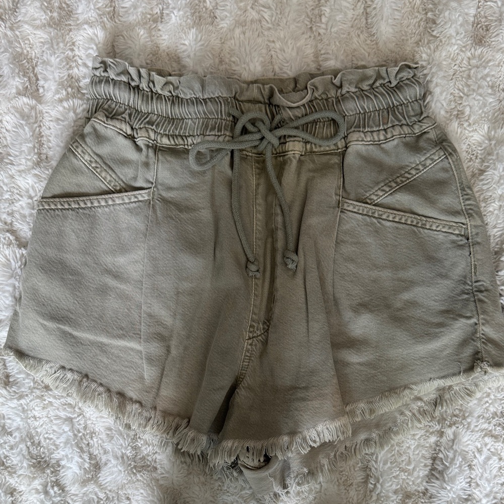 Free People High-Waist Drawstring Shorts — Sage